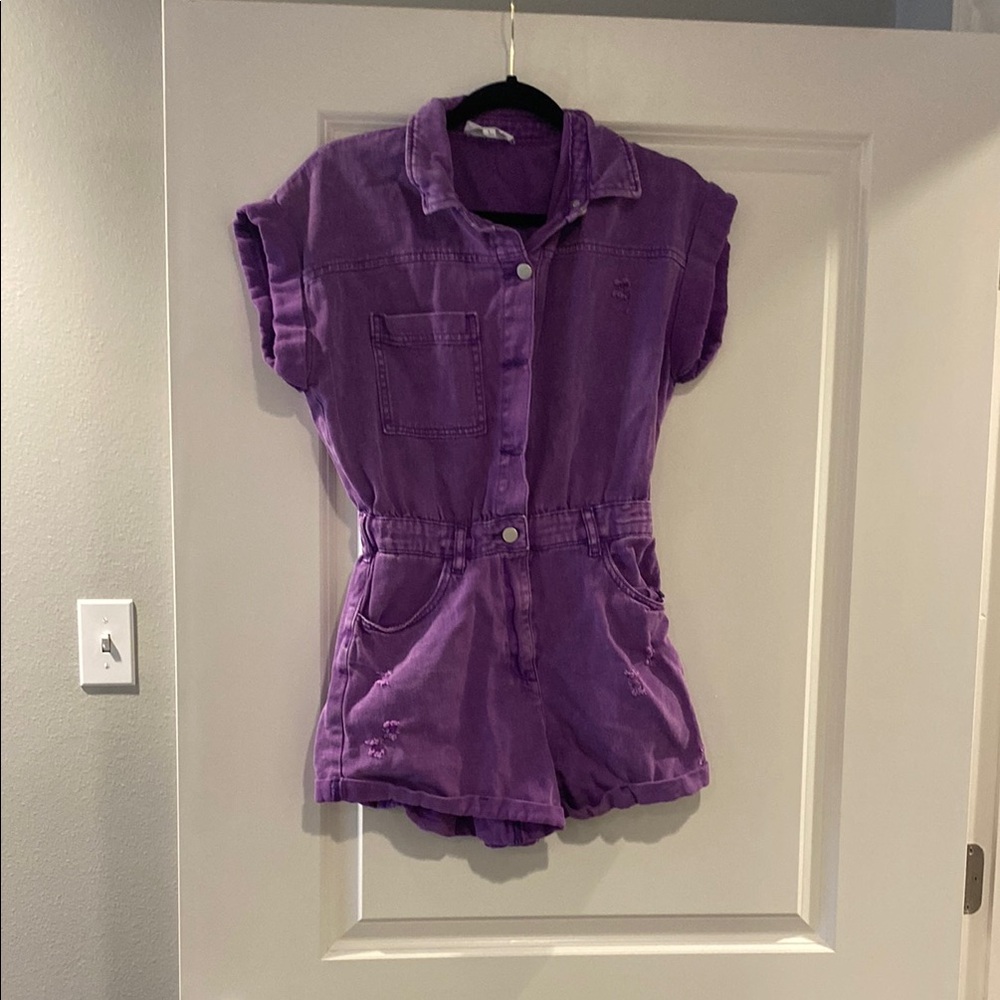 Purple Denim Romper